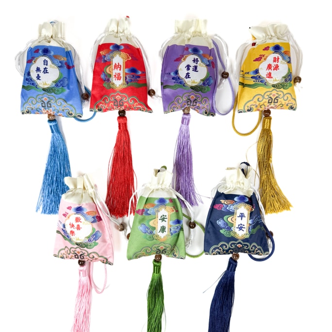 Natural Mugwort Traditional Scented Sachet Set Good Luck & Blessings 7 Colors 11cm