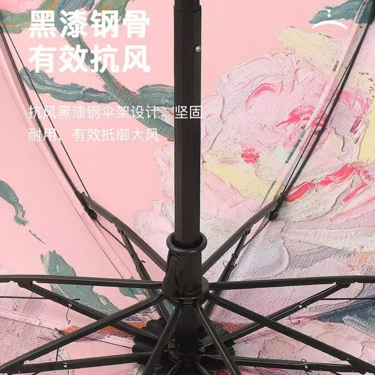 海蓝星 晴雨两用 SPF 50 三折双层太阳伞 五折轻巧 黑漆钢骨  优质印花 防晒防紫外线 白玫瑰 一件 3