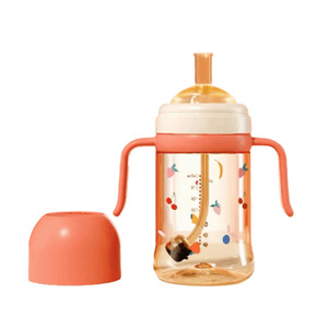 Children's Straw Cup For Drinking Milk 1-3 Years Old Big Baby Ppsu Cotton Red 300ml Direct Drinking