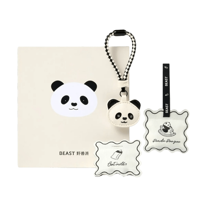 Panda Pompom Multi-Function Sachet & Hanger Set Car & Wardrobe Frag,Sachets*2, Panda Head Charm, Woven Strap & Car Clip