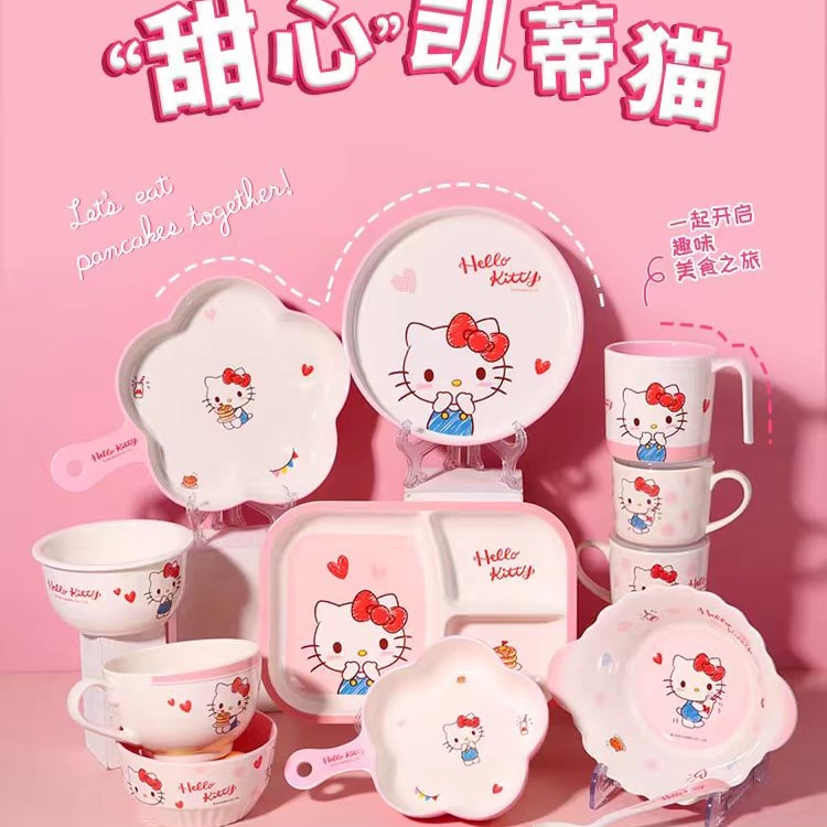 Wune ハローキティ 400ml メラミンディナーボウル（2色） - Yami