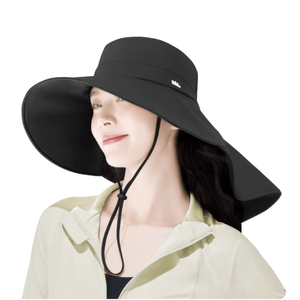 [香港から直送] バナナツリー つば広 ブラック ビニール サンハット レディース ナイトブラック ショール 20cm UPF50+ 紫外線カット 通気性 日焼け防止