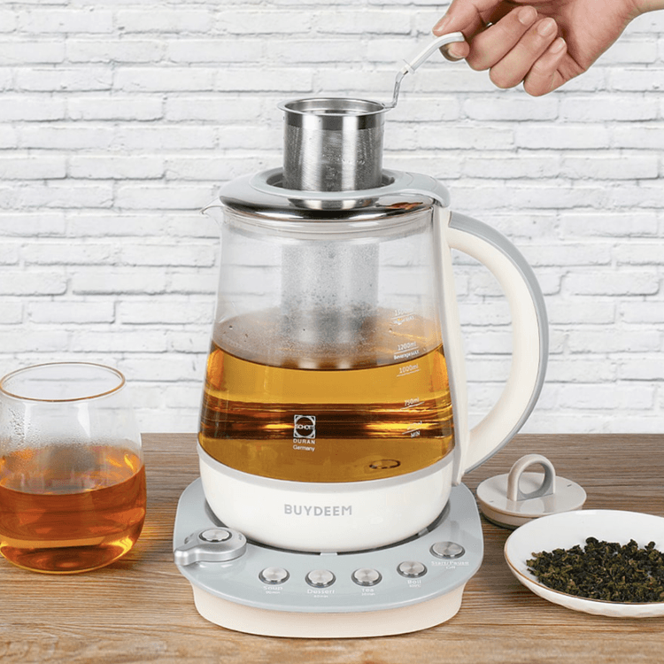 Electric Programmable Glass Tea Kettle With Temperature Control And  Detachable Infuser, Automatic Keep Warm Function, Inclusive Of Filter &  Stew Pot