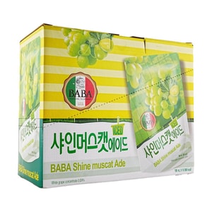 BABA Shine Muscat Ade Juice,6.42 fl oz*10 Pack【0 Fat Low Calories】