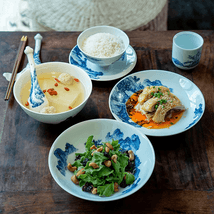 蓝印东方 相伴见山 景德镇陶青花瓷餐具碗盘子 圆盘10"