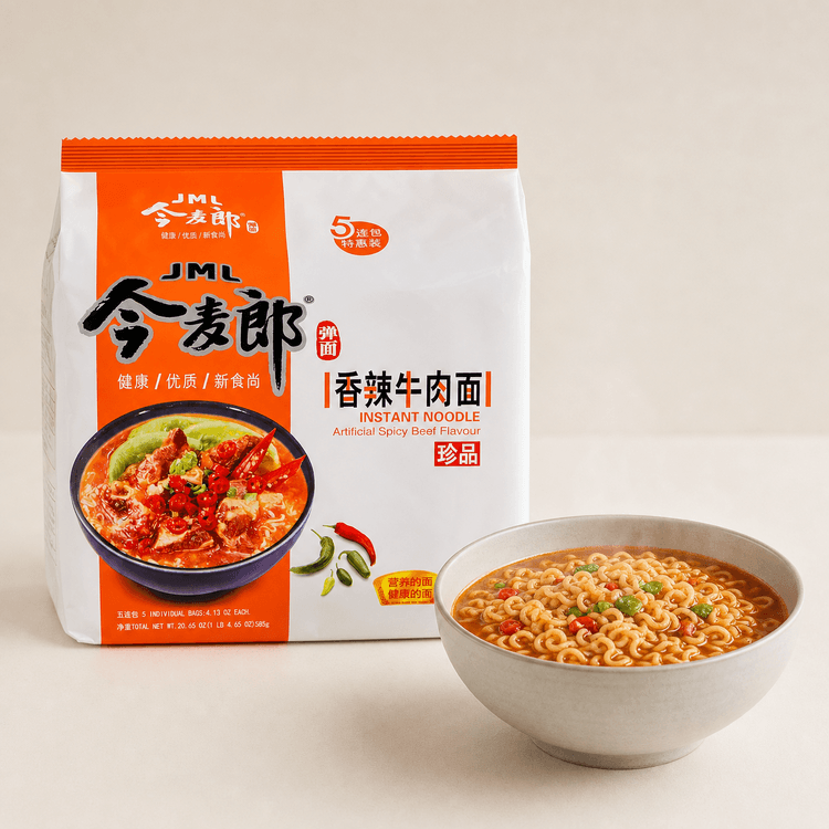 JINMAILANG Spicy and Hot Beef Flavor Instant Noodle, 5 Pack 20.64