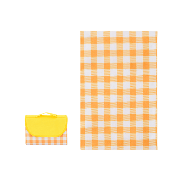 Picnic Mat Foldable Thickened picnic cloth Double-sided waterproof Moisture-proof Oxford Yellow Check (200*150cm)