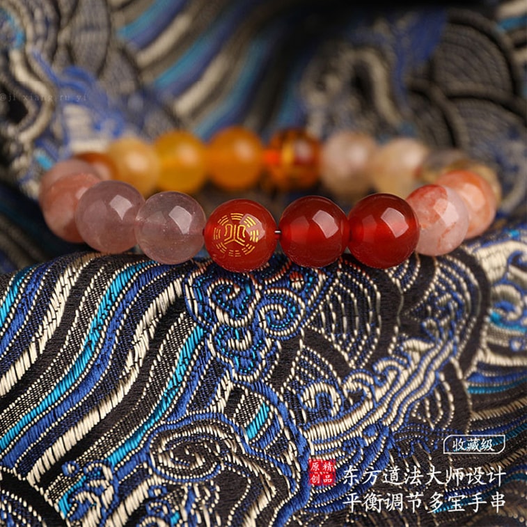 【中国直送】HSPM五行バランスブレスレット（金、水、木、火、土）、8mm、1個。特徴：マルチジェムストーン天然クリスタルバランスブレスレット。 4