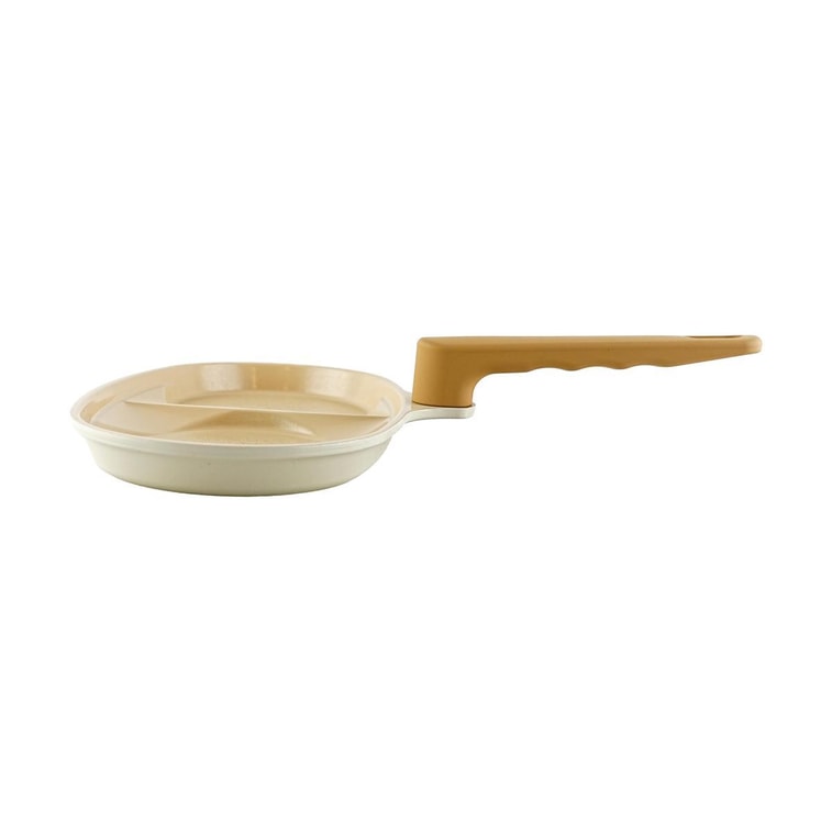 Beige Korean TRUECOOK Ceramic Double Hole Egg Frying Pan 8