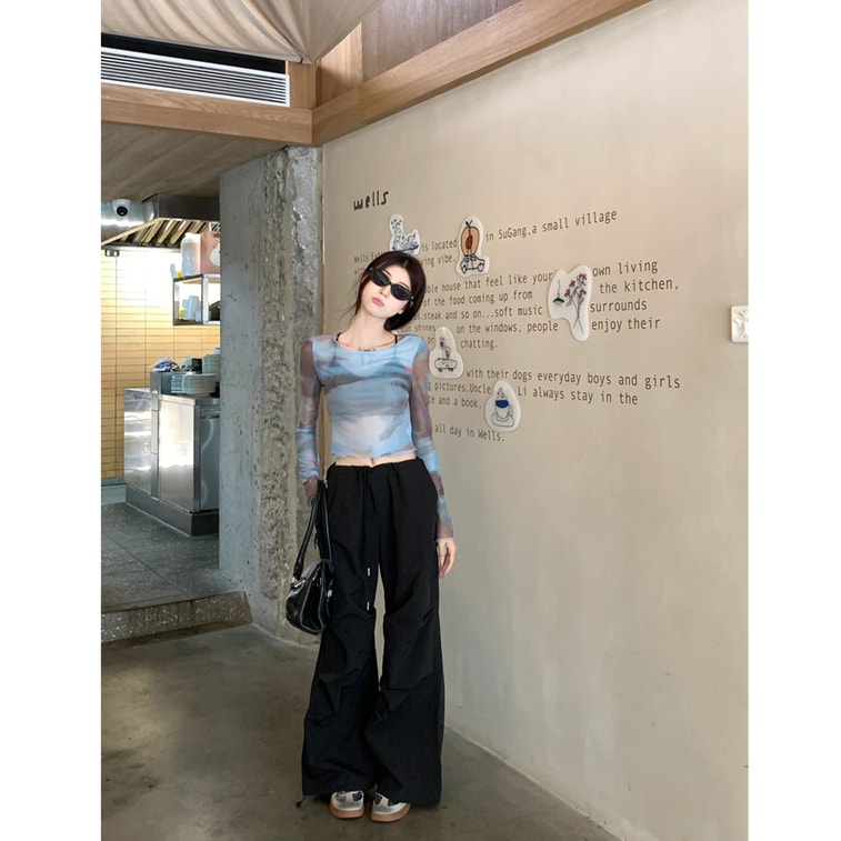 HSPM New American Spicy Girl Slim Fit Off Shoulder Top Blue L 3