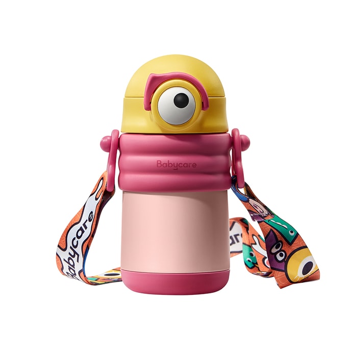 Children's Water Cup Insulated Cup Straw Cup-450ml-pink