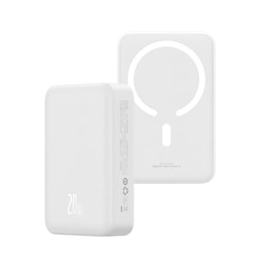 [홍콩 직배송] Baseus 마그네틱 무선 20W 고속 충전 보조 배터리, 애플 화이트, 20000mAh, 기내 반입 가능