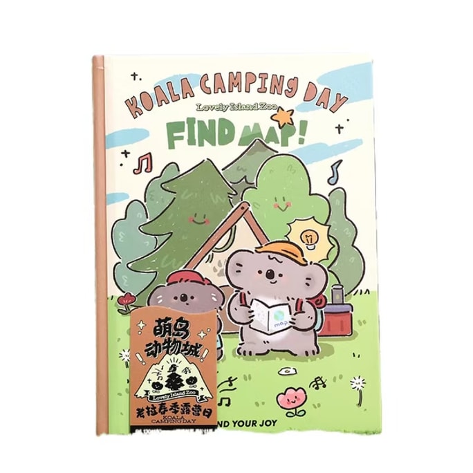 MOE Island Zootopia Series B6 Hardback Cute Cartoon Three-Dimensional Title Page Ledger Children's Diary - Koala 1 Pc
