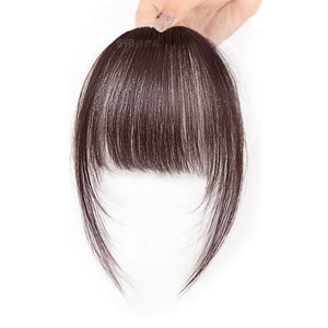 【中國直郵】 HSPM 假髮瀏海發片遮白髮補發縫增發量輕薄隱形法式高顱頂仿真空氣瀏海 深棕色 1個