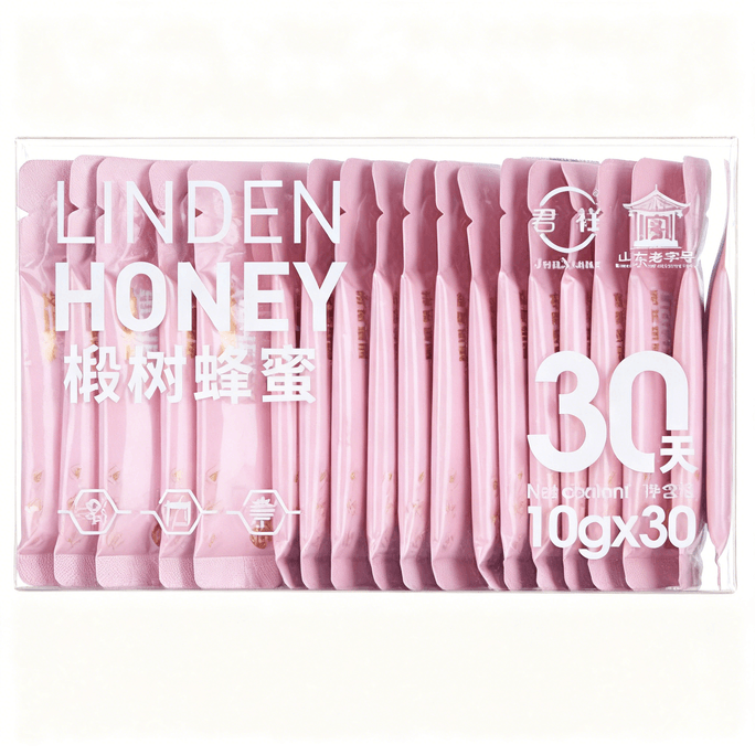 【カナダ直送】君祥菩提樹蜂蜜 100%天然野生蜂蜜 300g (10gX30p) 午後の紅茶、ハーブティー、飲料の調味料に！飲料の調合、料理、ベーキングの調味料、または直接食用にも。個包装 オフィス・家庭用。ギフトに。
