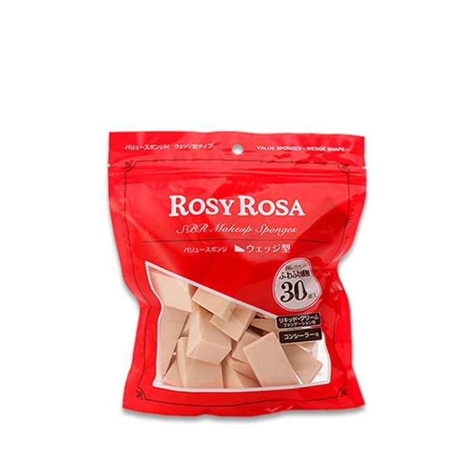 【日本直郵】ROSY ROSA 三角形粉撲 化妝棉 30個入