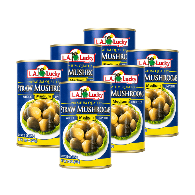 Whole Unpeeled Straw Mushrooms, 15 oz Can, Pack of 6