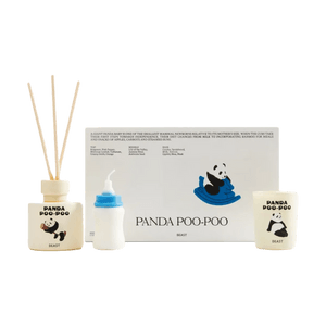 パンダポンポン付きキュートギフトセット リードディフューザー、1.7液量オンスの香り付きキャンドル、1.23オンスのミルクボトル型ワックスメルト