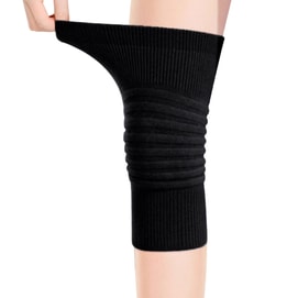 Cashmere Knee Pads Thick Thermal Knee Sleeves For Joint Warmth & Cold Weather Unisex Protective Braces Black Heather Grey Size F 1 Pair