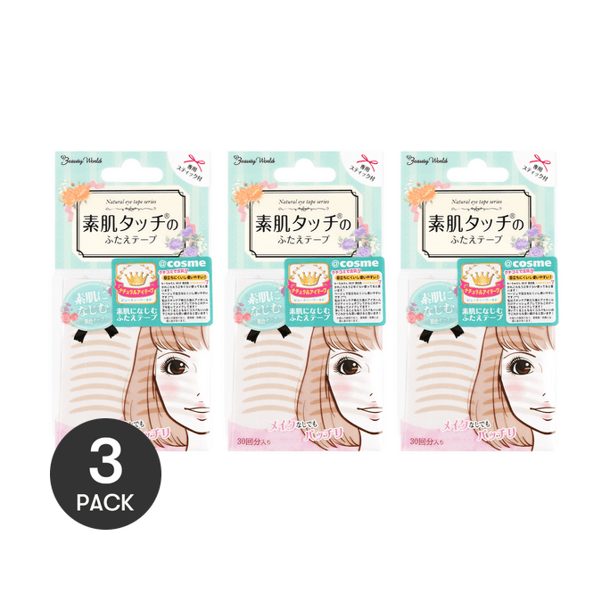 日本LUCKY TRENDY 素肌隐形无痕非蕾丝双眼皮贴 30对*3【超值装】
