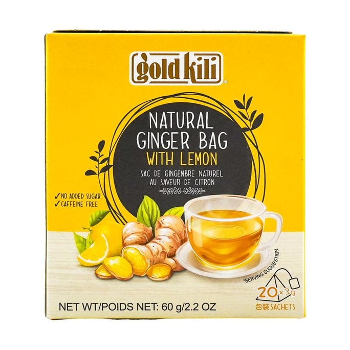 新加坡GOLDKILI金麒麟 天然檸檬薑茶 即溶暖身茶粉 20包 60g