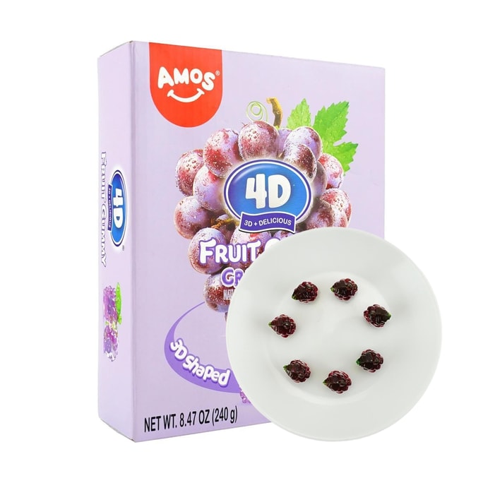 4d Burst Juice Gummy Candy, Grape Flavor, 8.5oz【Gluten Free】