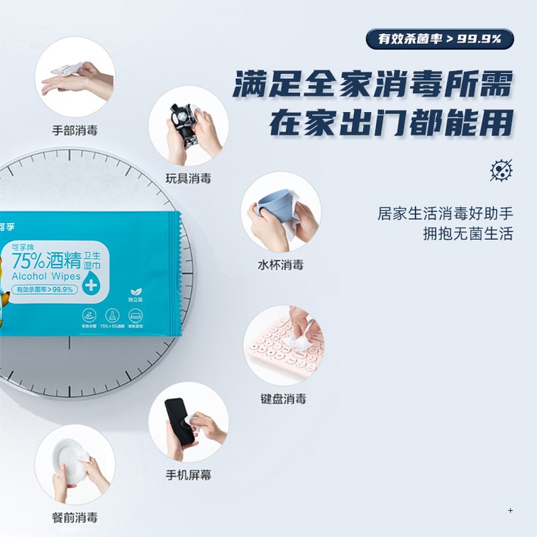 [중국 직배송] 신유커푸 소독 물티슈, 개별 포장, 알코올 75% 함유, 10매입 4