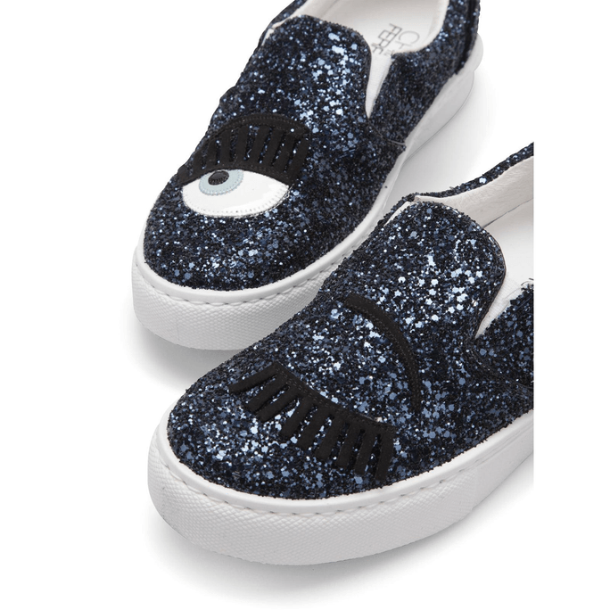 Chiara Ferragni Womens Navy Glitter Winkeye Sneaker US W5