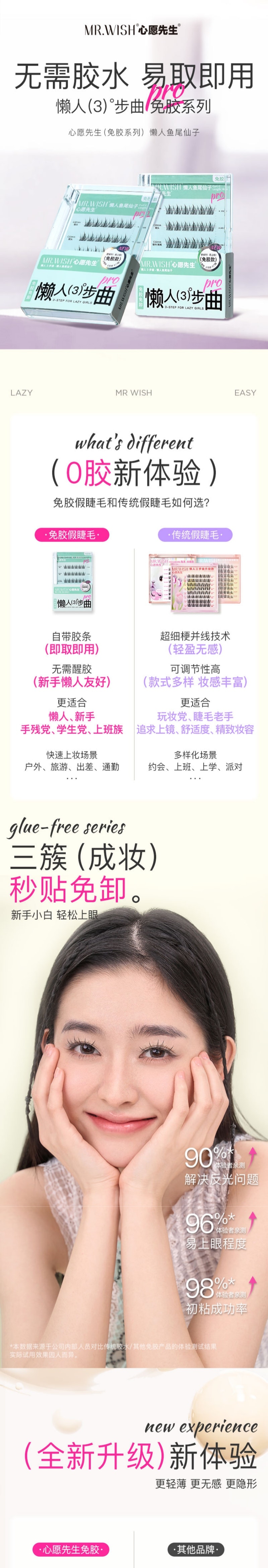 心愿先生 MR.WISH 懒人三部曲系列免胶假睫毛#懒人鱼尾仙子 30簇