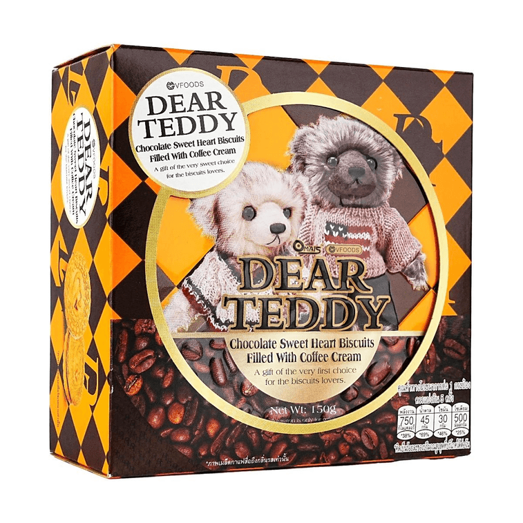 泰國VFOODS 親愛的泰迪熊 濃鬱咖啡味夾心巧克力餅乾 罐裝 150g【泰國超人氣零食伴手禮】 7
