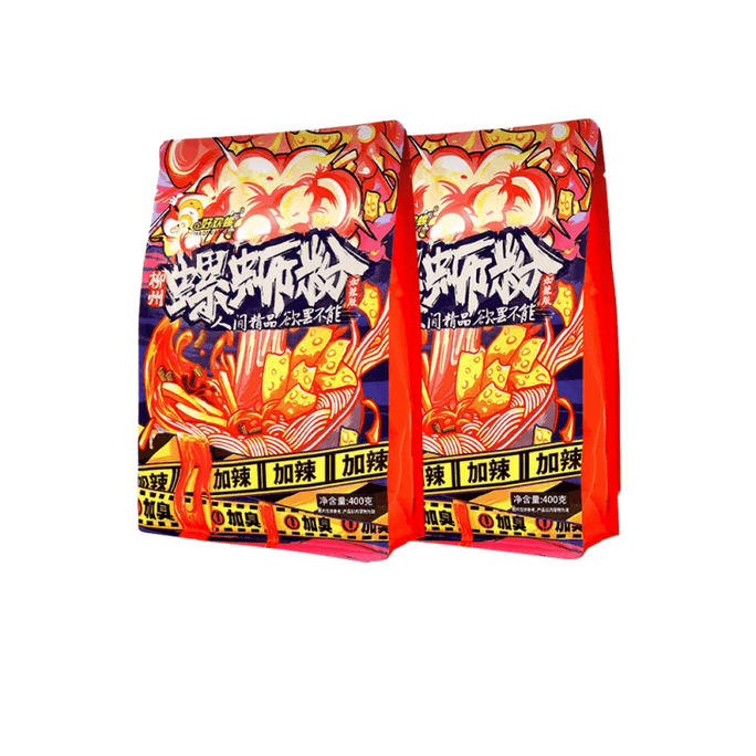 【中国直邮】 好欢螺 加辣加臭广西柳州螺蛳粉400g*2袋