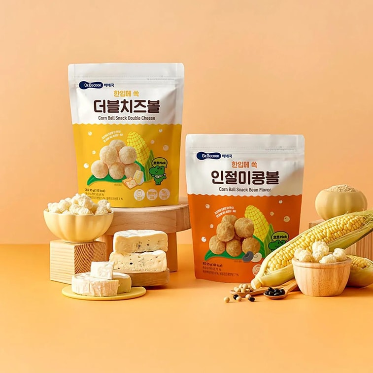 콘볼, 더블 치즈, 0.88 oz *2【2팩】【무첨가 아기 간식】 9