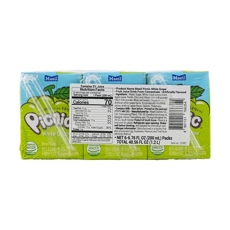 화이트 그레이프 풍미 음료, 6.76 fl oz*6개 9