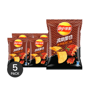 Thick Cut Grilled Ribs Potato Chips, 2.09 oz *5【5 Packs】