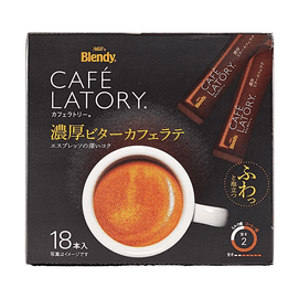 블렌디 카페 래토리 진하고 약간 쓴 커피 라떼 인스턴트 드링크 스틱 0.32oz*18팩【풍부하고 쓴맛】【크리미한 거품】