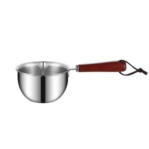 200ML 304 Stainless Steel Oil‑Splashing Pot, Mini Pour‑Oil Pan With Heat‑Resistant Wooden Handle For Home Cooking