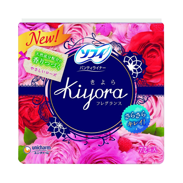 商品详情 - Unicharm 尤妮佳||苏菲 Kiyora超薄透气护垫||甜美玫瑰花香型 72片 - image  0