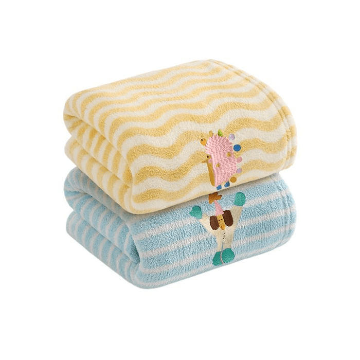 Antibacterial And Mite Proof Bath Towel Coral Fleece Highly Absorbent Blueberry Cloth+daisy Roll 70 * 140cm * 2
