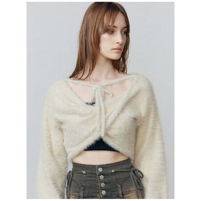 【日本直邮】 日本 EMODA 交叉针织衫 多种穿法 时尚舒适 象牙白 S/M码 1件