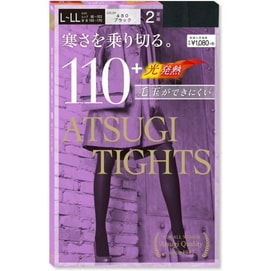 ATSUGI 日本厚木 天鹅绒110D发热裤袜 #黑色 L-LL号 2双入