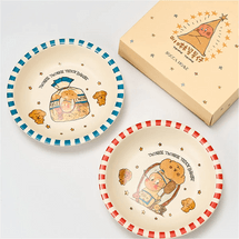 Twinkle Twinkle Teddy Cookie Matte Ceramic Deep Plates, 7.75" Set of 2 