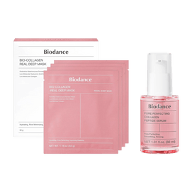 Pore Perfecting Collagen Peptide Serum, 1.01 fl oz + Bio-Collagen Real Deep Mask, 4pcs【Value Pack】