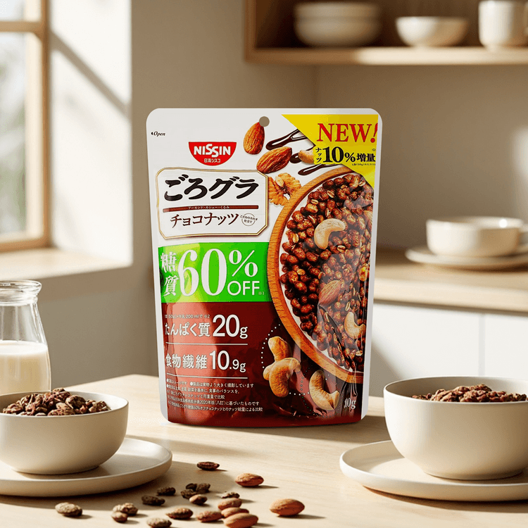 NISSIN Cisco Goro Gura Chocolate Nut Cereal , Mixed Nut Granola