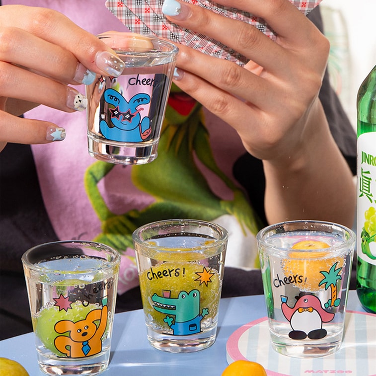 【中国直邮】 HSPM 动物园白酒杯一口清酒杯家用聚会闺蜜可爱烈酒杯 海岛玩家4个装 4