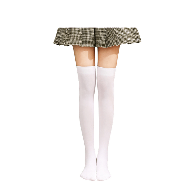 Japanese Medium Long Socks Mid Thick Styles All Seasons White Knee Socks