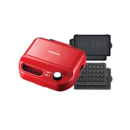 Waffle & Hot Sandwich Bakers With 2 Baking Pans Red VWH-50-R