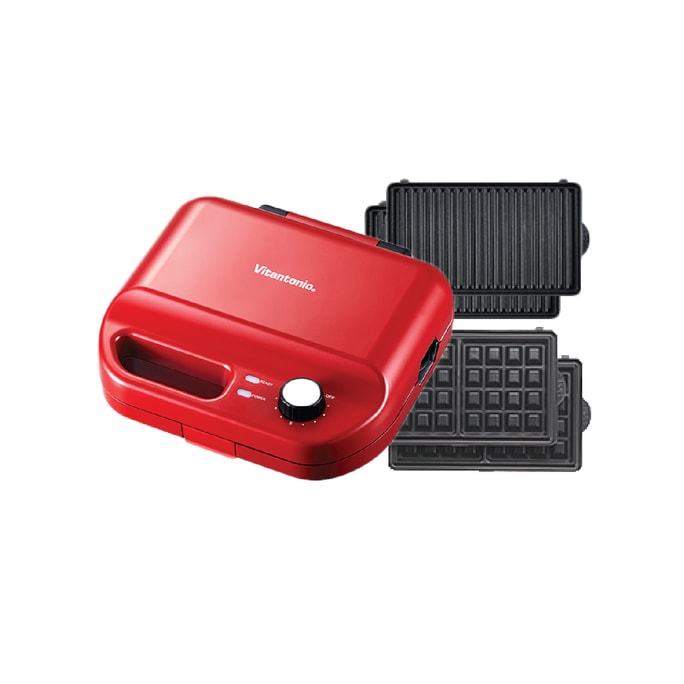Waffle & Hot Sandwich Bakers With 2 Baking Pans Red VWH-50-R