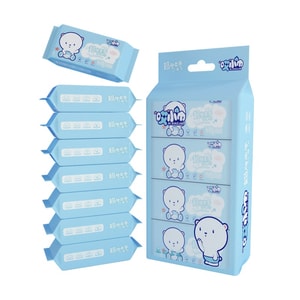 Ultra-Compact Wet Wipes Dispenser for Hand & Mouth Cleaning 8 Wipes x 8 Packs Blue Bear Design Pure Water Formula for Moisturizing & Nourishing Baby-Safe & Fluorescent-Free Compact Packaging for Easy