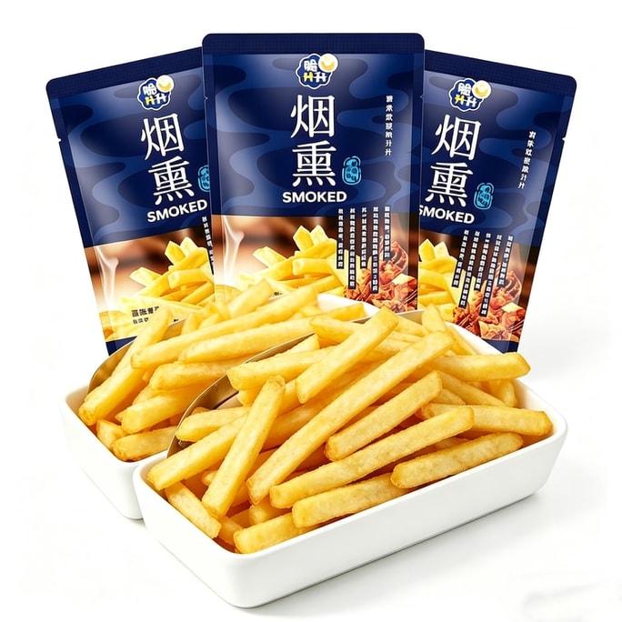 クリスピーなスモークフレンチフライ、グリルイカフライ、50g×1袋、ポテトチップス、フライドポテト、テレビを見ながらのおやつに最適です。