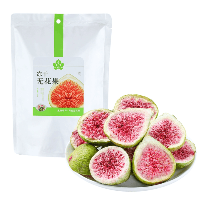 【中國直郵】 飯糰媽媽 威海特產凍乾青皮無花果乾水果脆乾新鮮雪花酥烘培牛軋糖零食100g*1袋